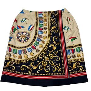 Talbots Pencil Skirt Women Size 10 Front Wrap Lined 100% Silk Multicolor‎